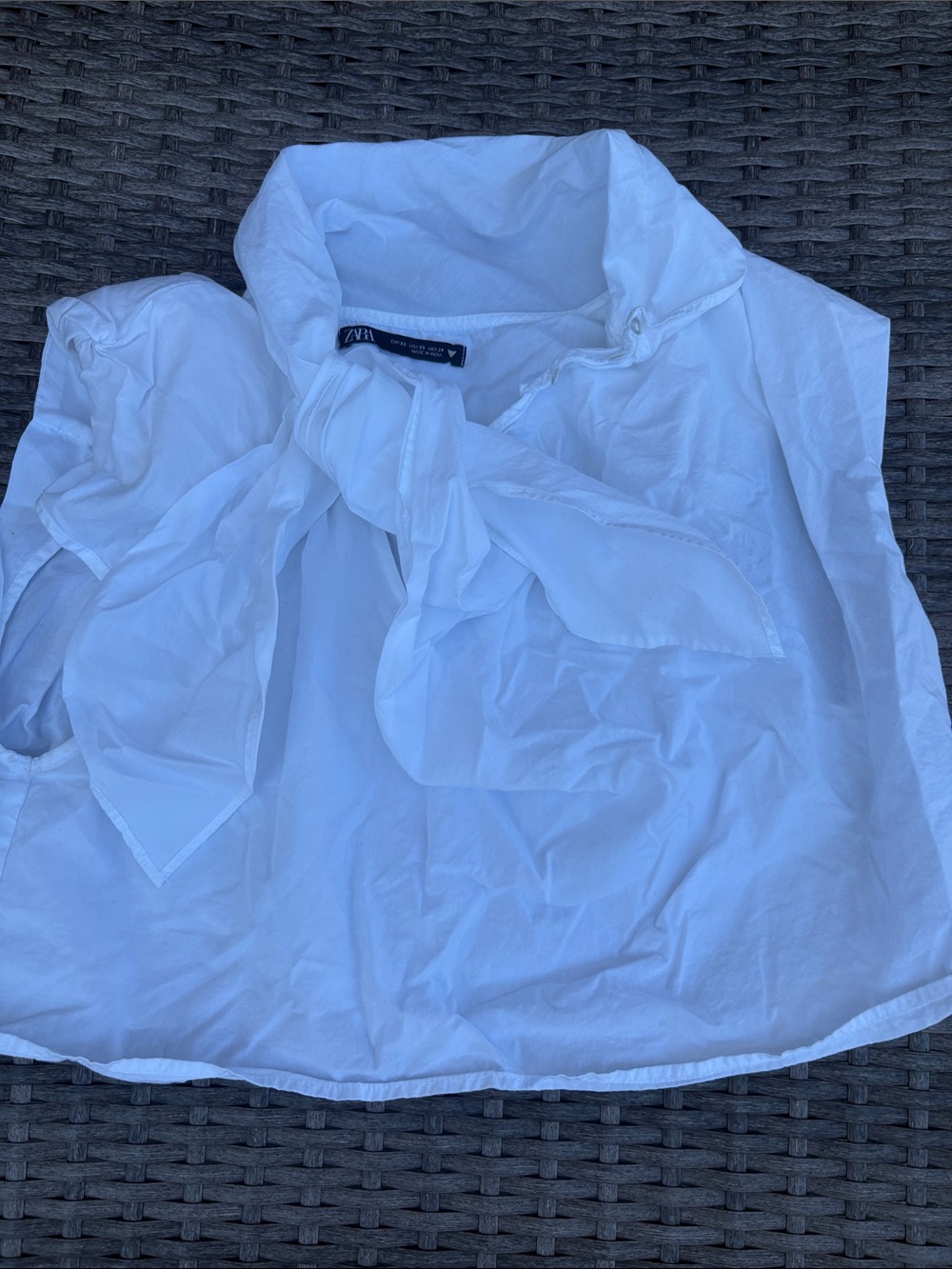 Zara White Bow Tie Crop Top